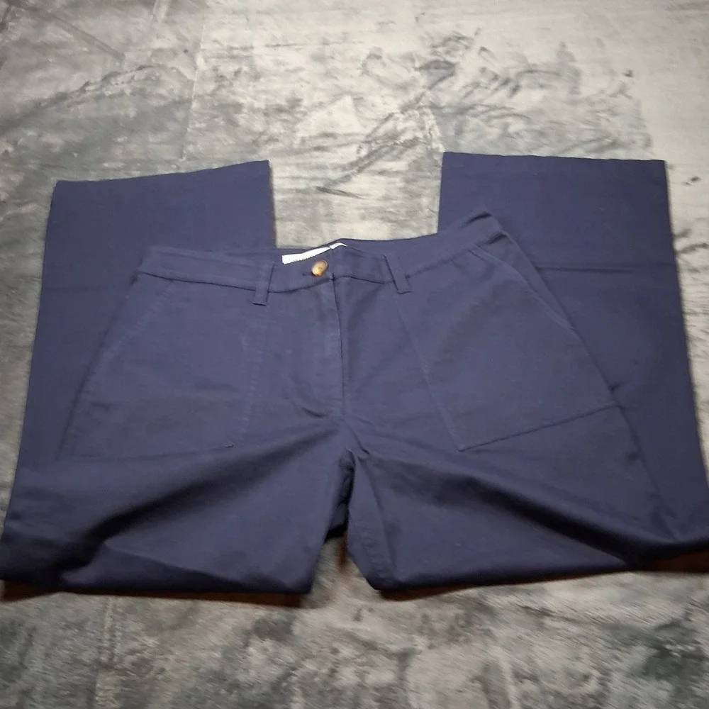NWOT Martha Stewart Signature Navy Blue Wide Leg Petite Pants Size 8P High Rise